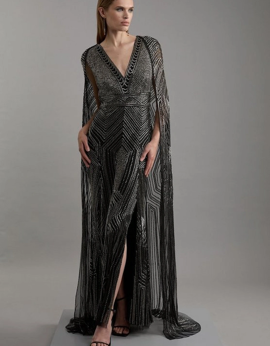 Premium Embellished Caped Maxi Dress, 5 of 4