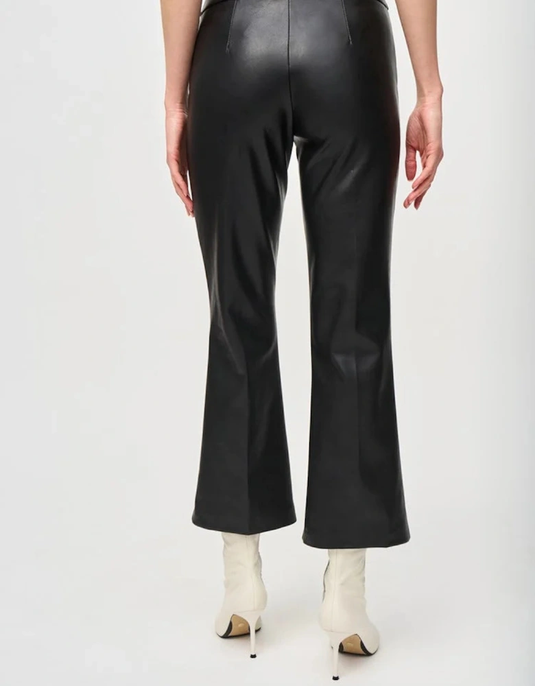 Leatherette flared pull on pants