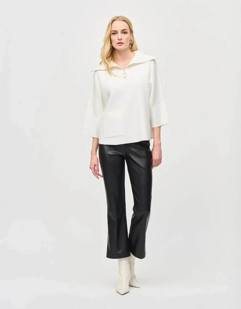 Leatherette flared pull on pants