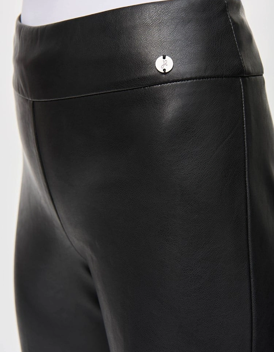 Leatherette flared pull on pants