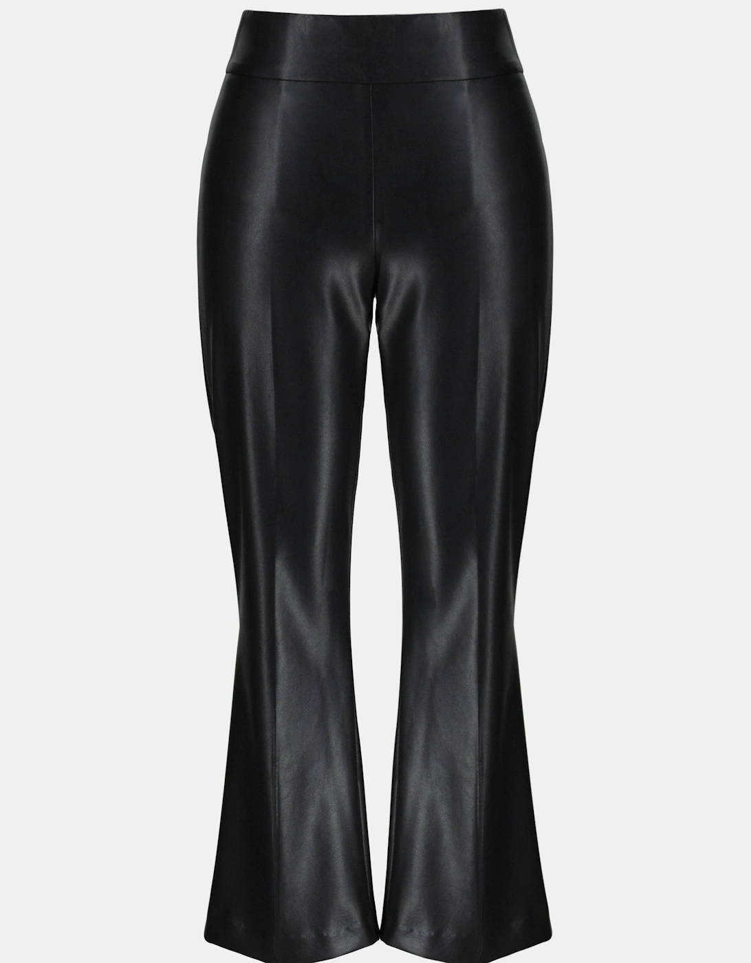 Leatherette flared pull on pants