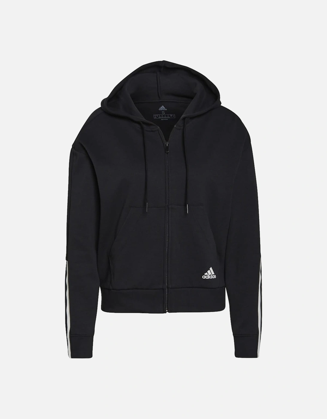 Essentials Loose Cut 3 Stripes Hoodie - Womens Essentials Loose-Cut 3-Stripes Zip Hoody, 3 of 2