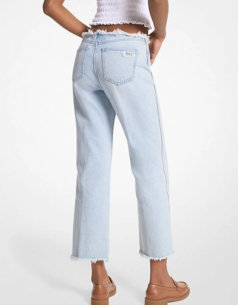 Frayed Denim Cropped Jeans