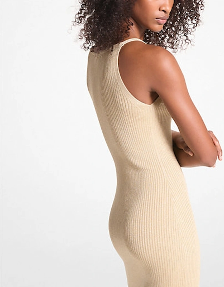 Ribbed Metallic Stretch Knit Tank Dress