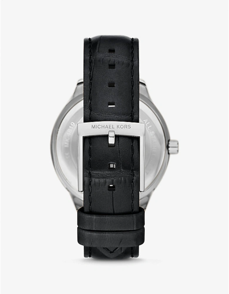 Sage Pavé Silver-Tone and Crocodile Embossed Leather Watch