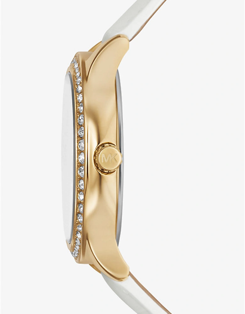 Sage Pavé Gold-Tone and Crocodile Embossed Leather Watch