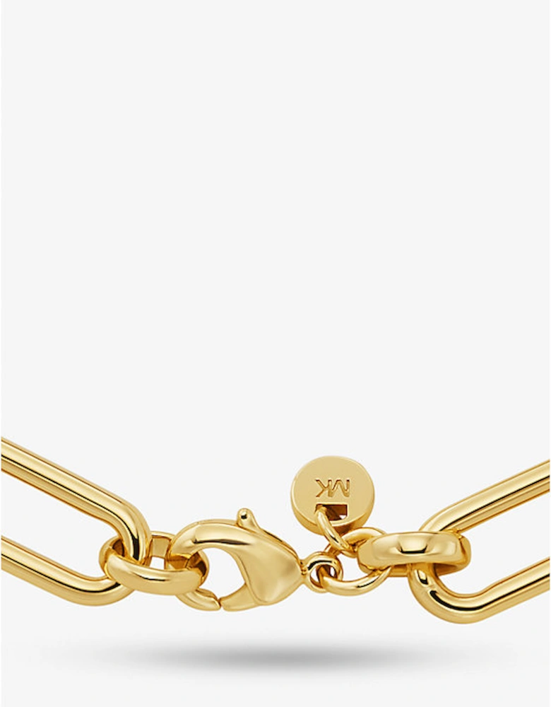 Precious Metal-Plated Brass Empire Logo Chain Link Bracelet