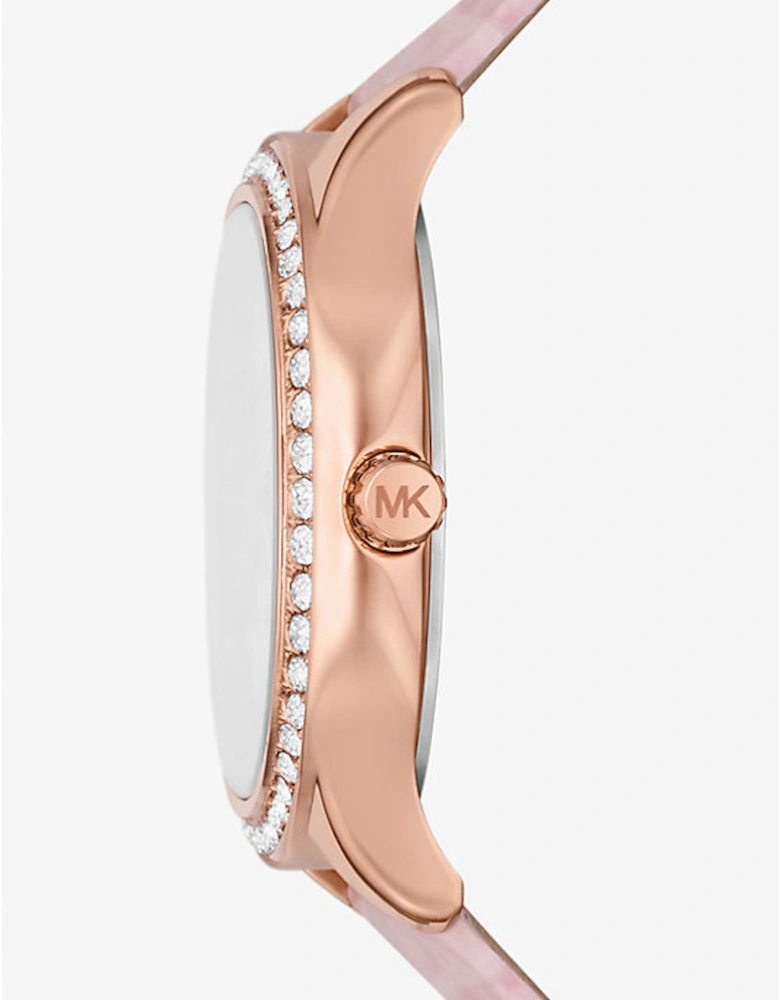 Sage Pavé Rose Gold-Tone and Crocodile Embossed Leather Watch