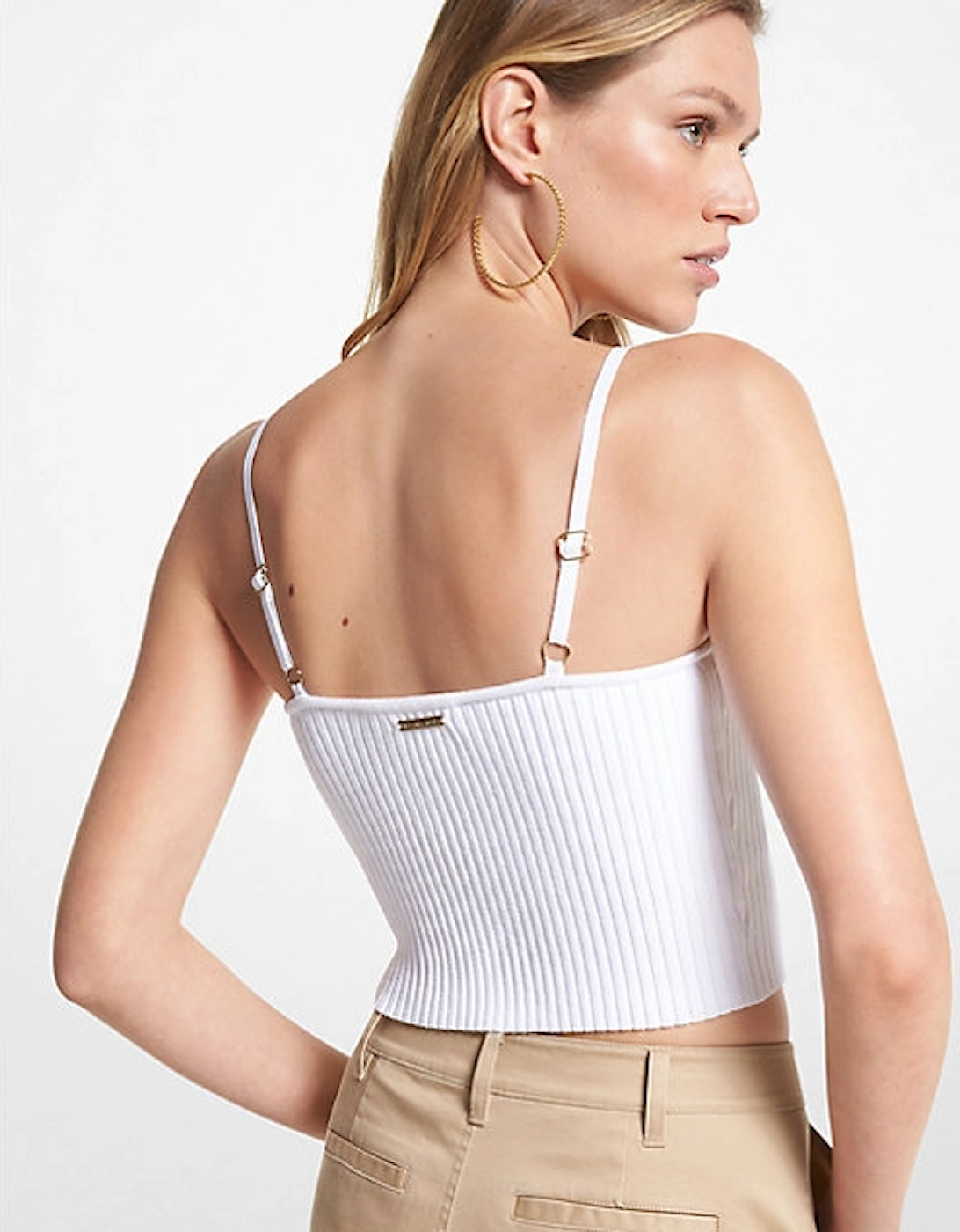 Ribbed Stretch Viscose Cropped Tank Top