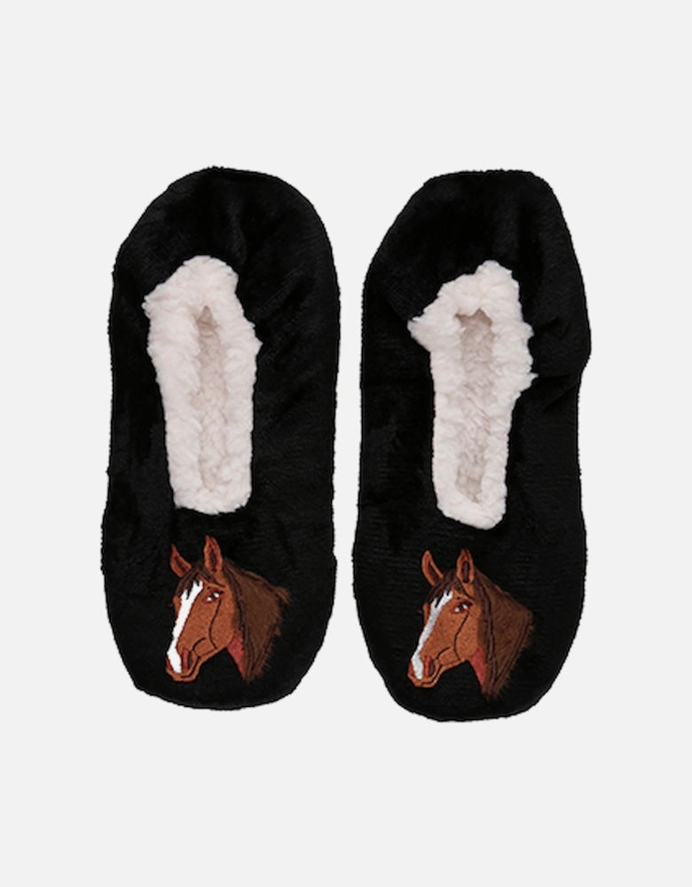 Socks 1 Pair Slipper Horse On Black Base