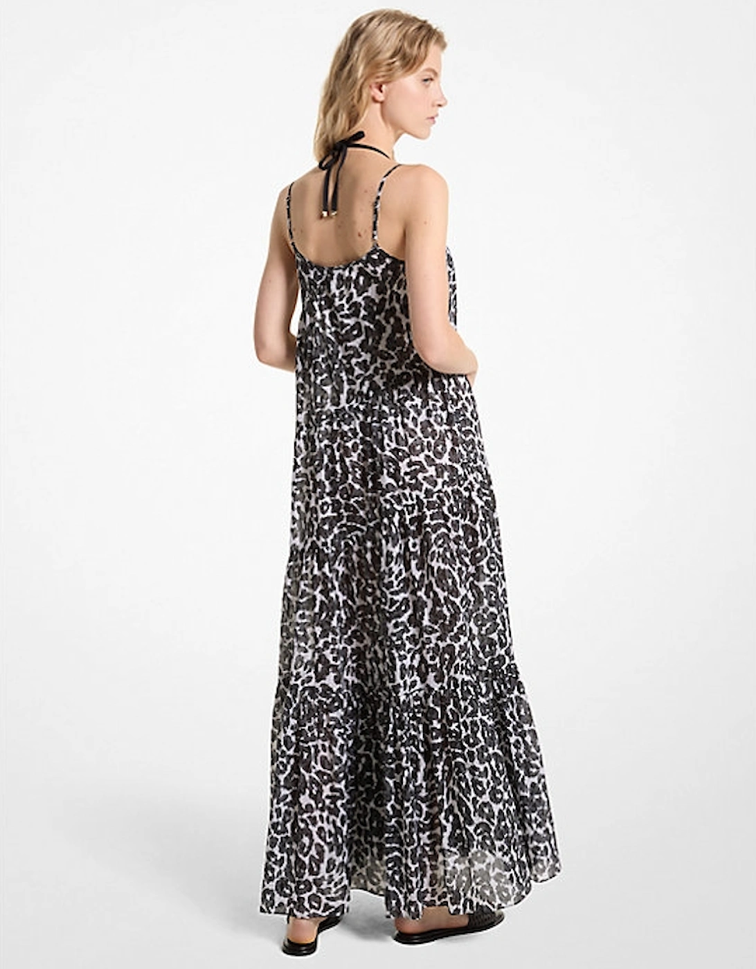 Leopard Logo Cotton Tiered Dress