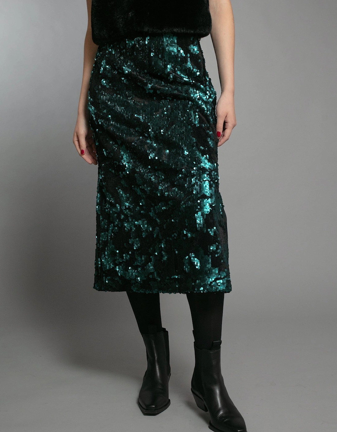 Nooki Design Women's MELEKA SEQUIN SKIRT EMERALD - Green - Size: 12