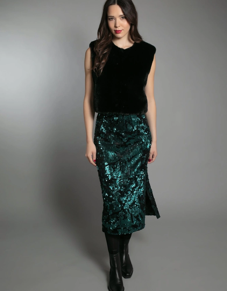 MELEKA SEQUIN SKIRT EMERALD