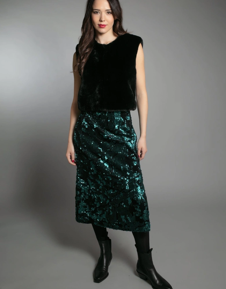 MELEKA SEQUIN SKIRT EMERALD