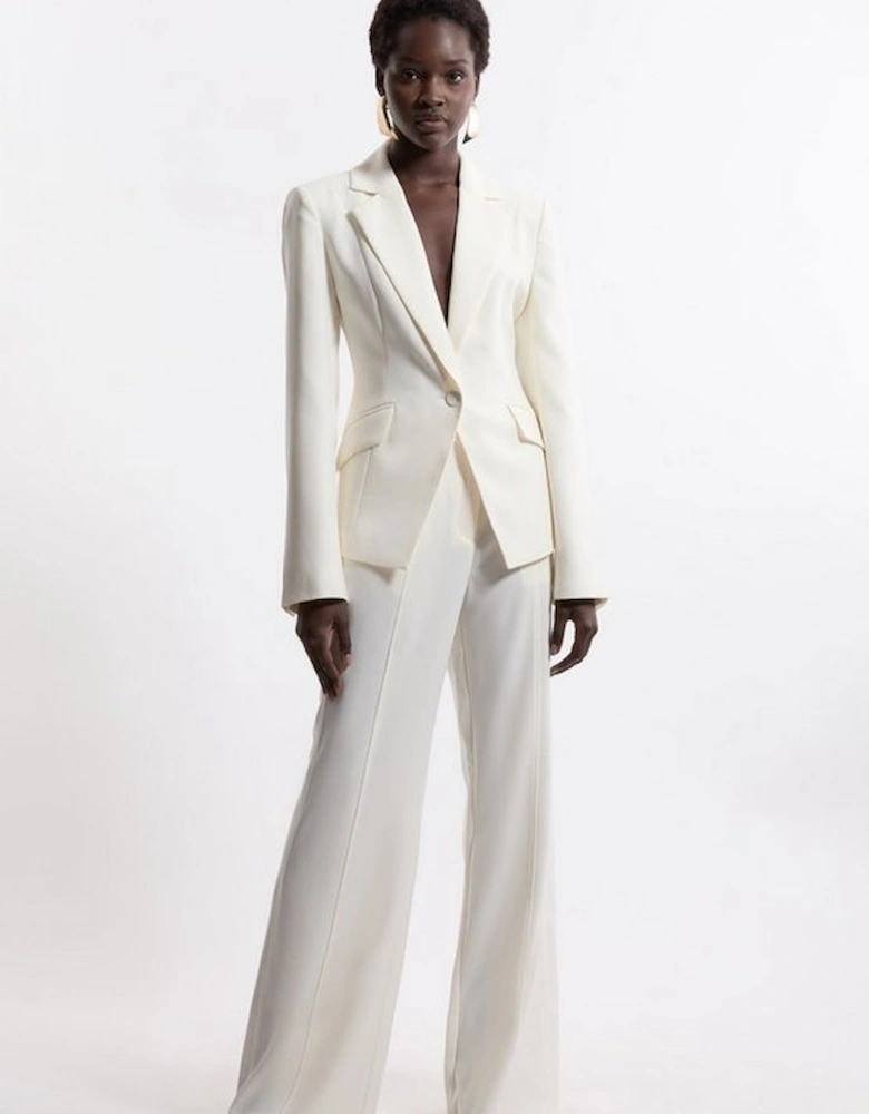 Tailored Crepe Seam Detail Straight Leg Trousers