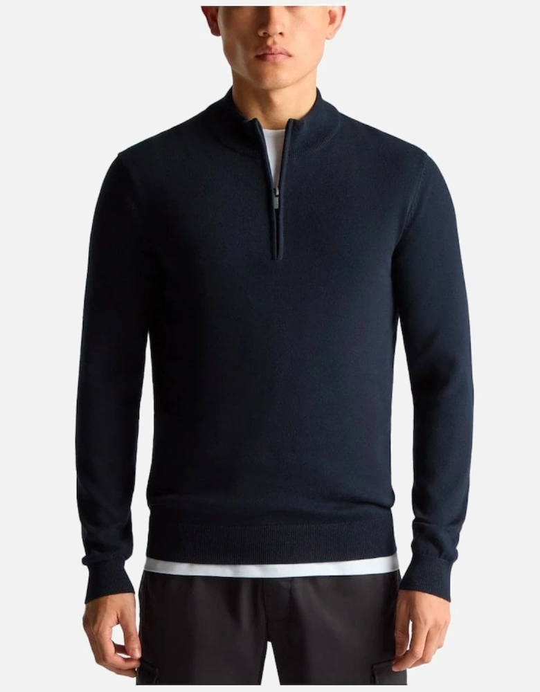 Crew Neck Sweater 1/4 Zip Navy