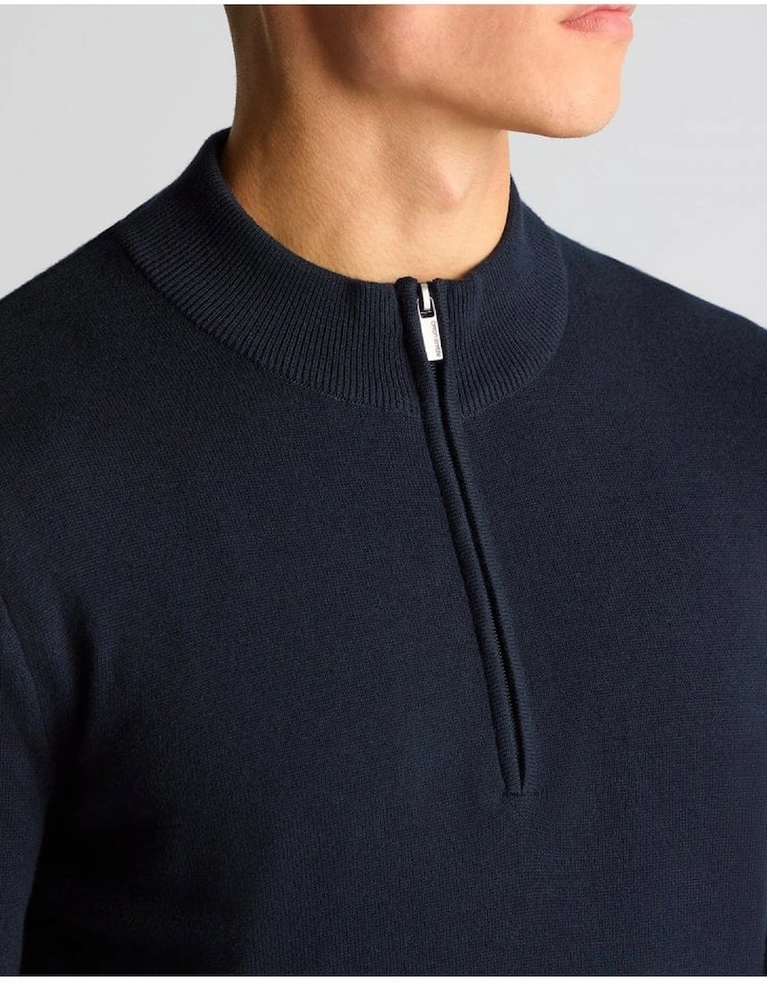 Crew Neck Sweater 1/4 Zip Navy