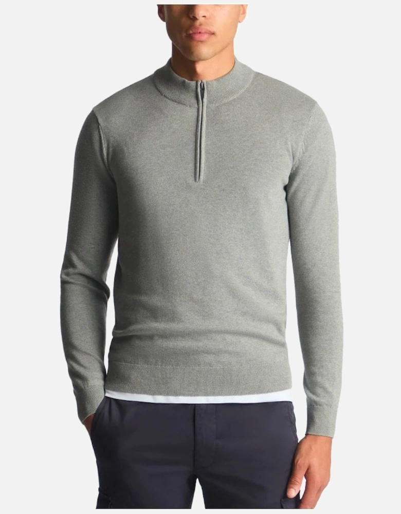 Crew Neck Sweater 1/4 Zip Grey