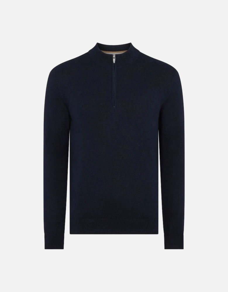 Crew Neck Sweater 1/4 Zip Navy