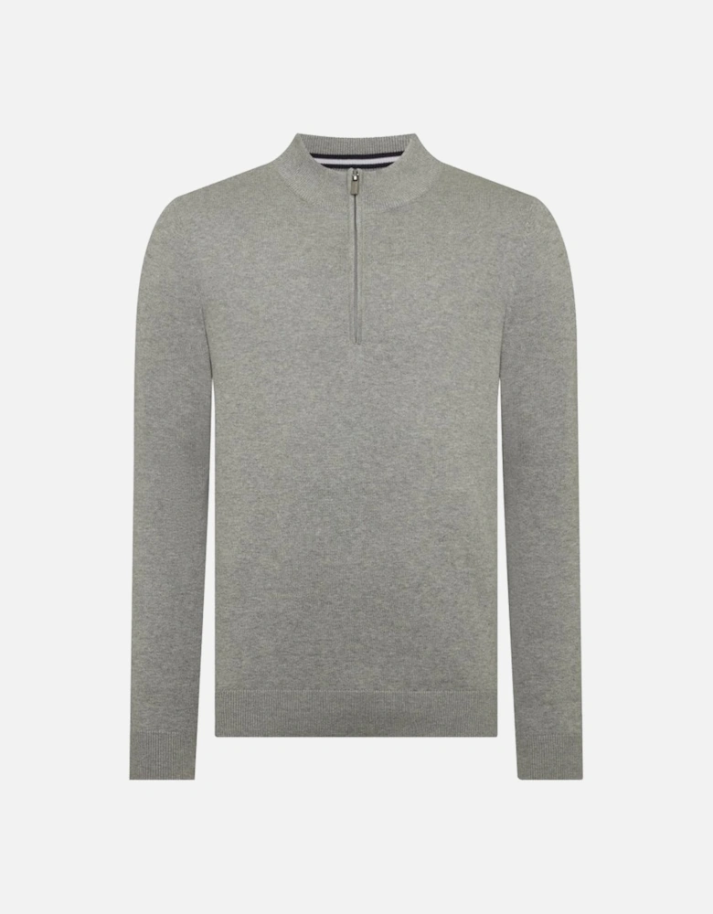 Crew Neck Sweater 1/4 Zip Grey