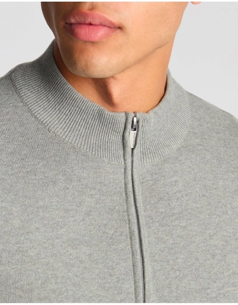 Crew Neck Sweater 1/4 Zip Grey