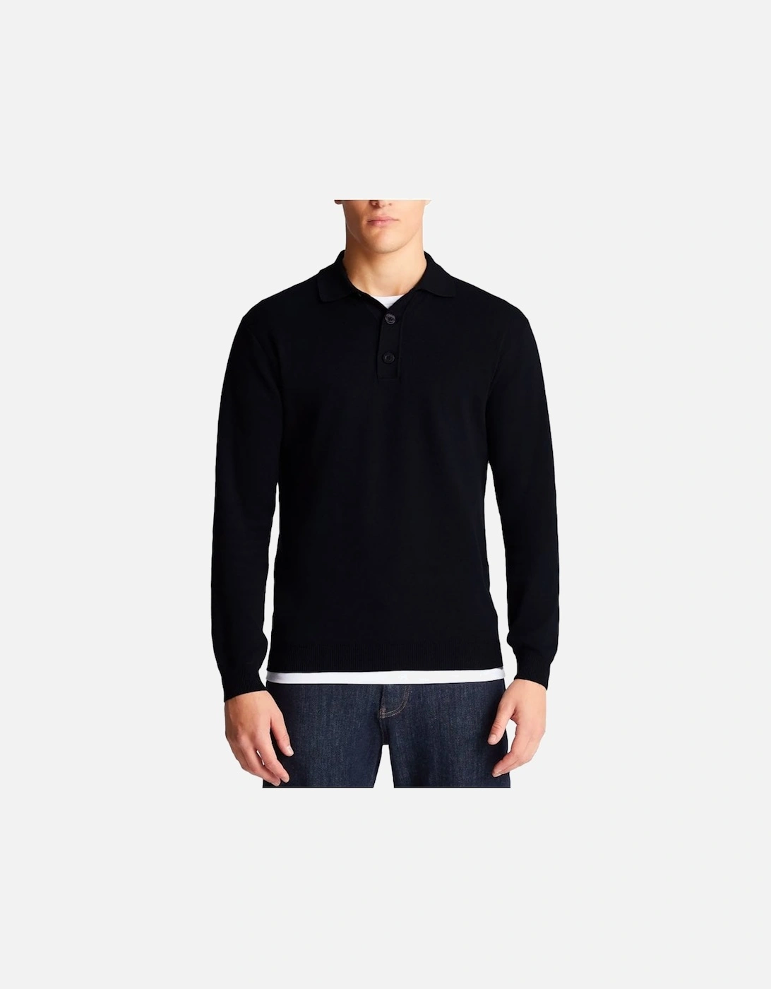 Long Sleeve Sweater Polo Black, 4 of 3