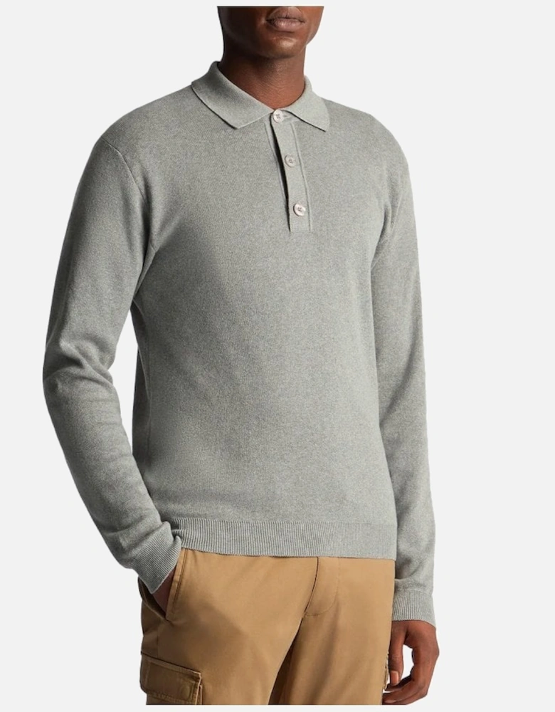 Long Sleeve Sweater Polo Light Grey