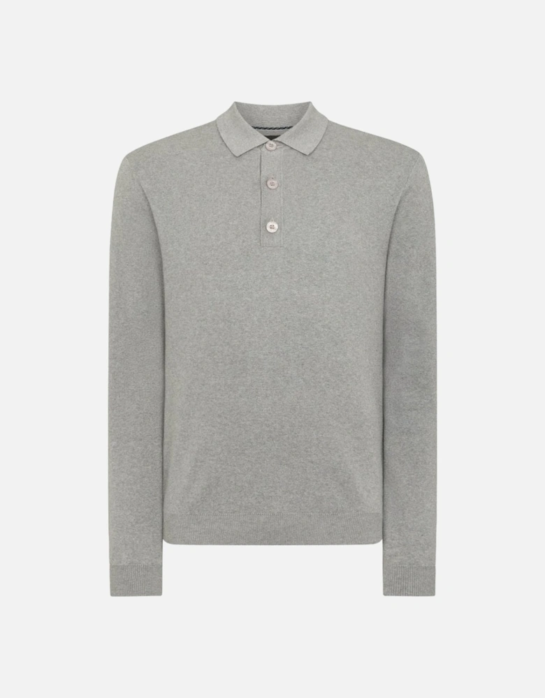 Long Sleeve Sweater Polo Light Grey