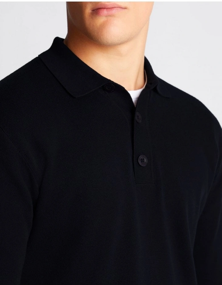 Long Sleeve Sweater Polo Black