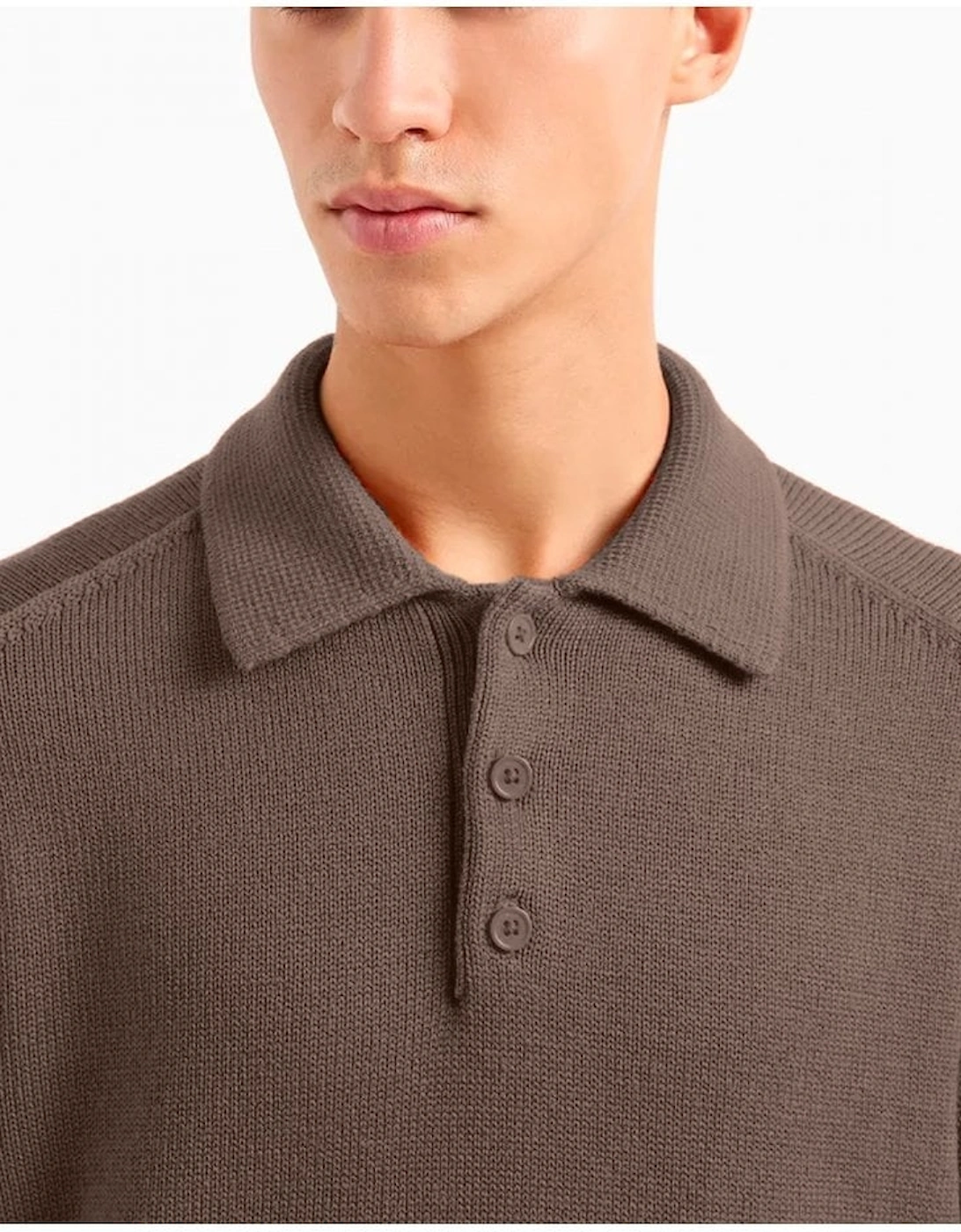 Knit Polo Maglia Brown Marl