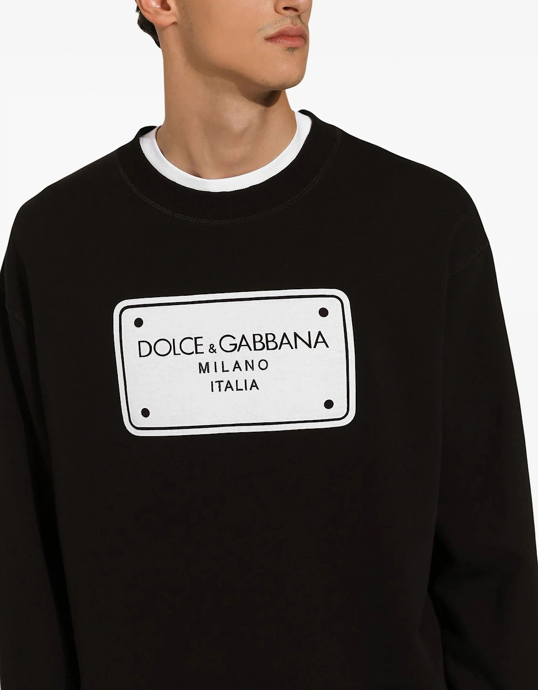 Printed Plaque Over Fit Sweatshirt Black