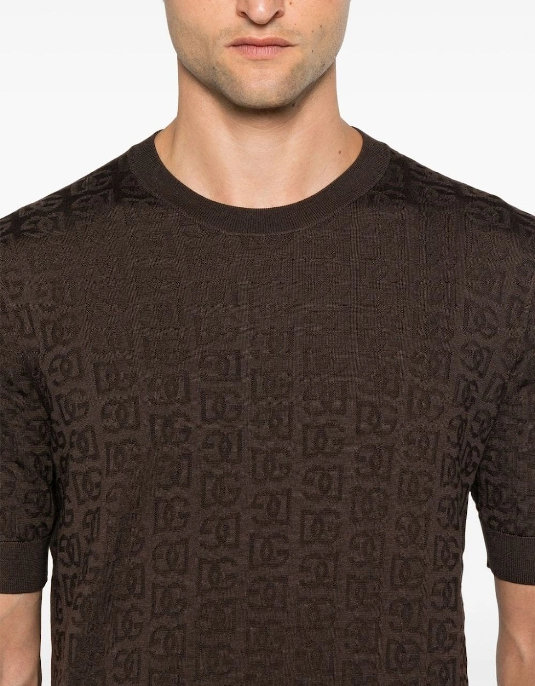 Knitted Short Sleeve Sweater Brown