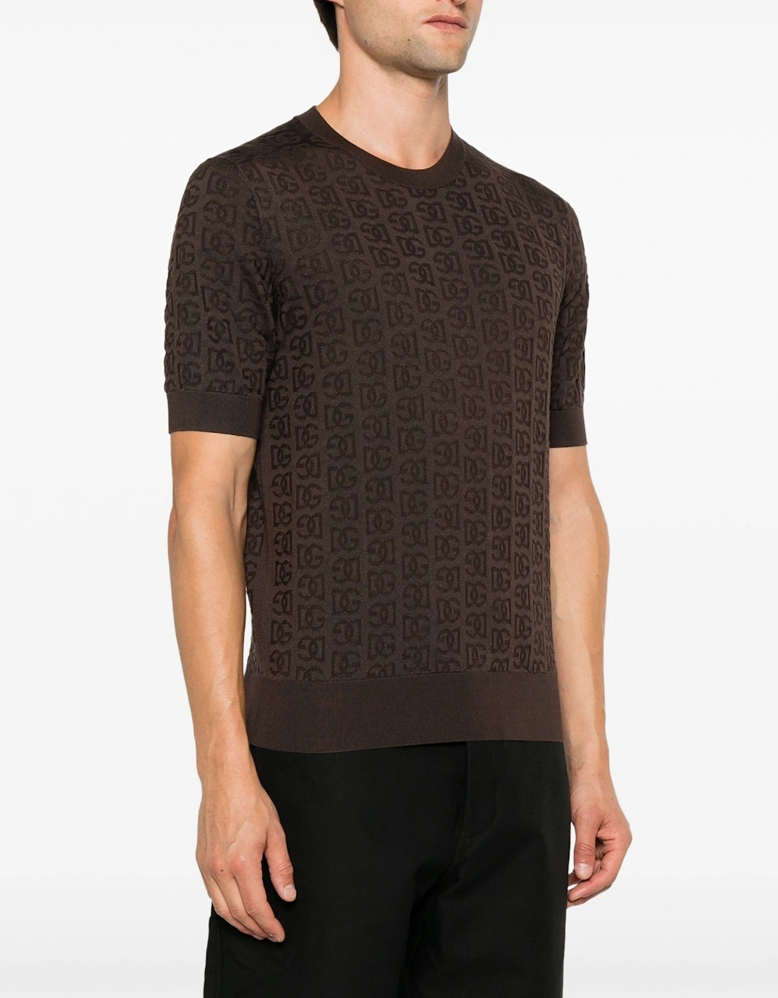 Knitted Short Sleeve Sweater Brown