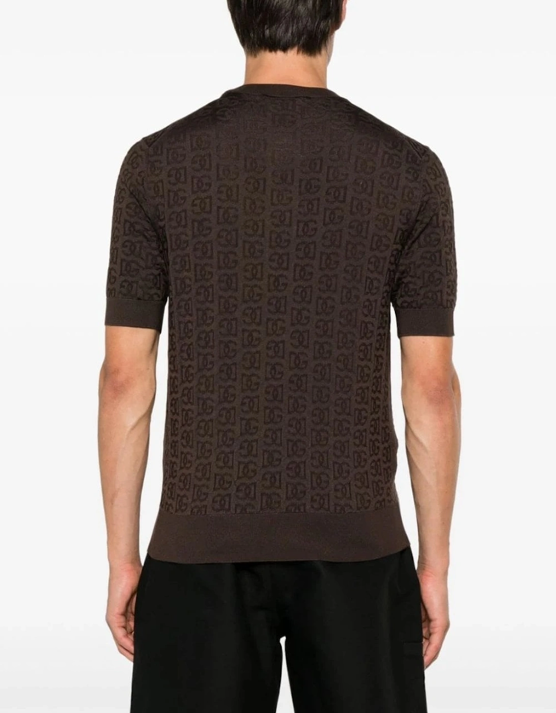 Knitted Short Sleeve Sweater Brown