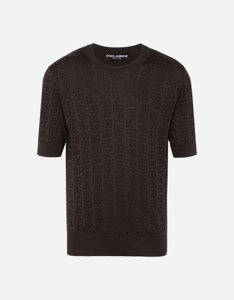 Knitted Short Sleeve Sweater Brown