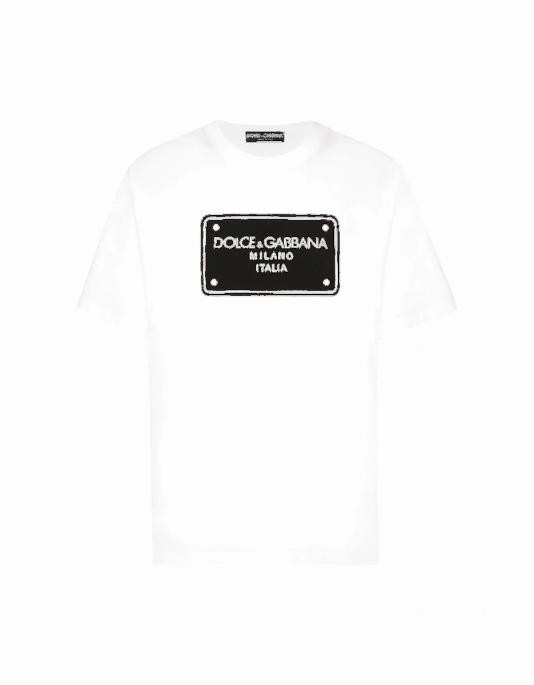 Printed Plaque Over Fit T-Shirt White