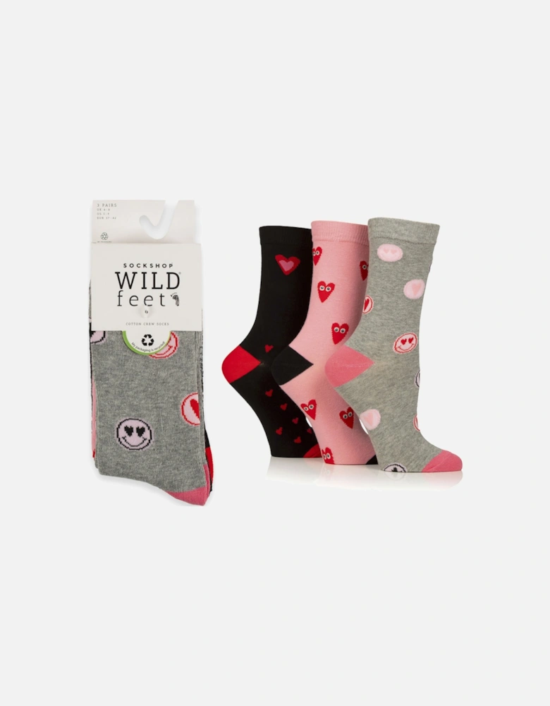 Wild Feet 3-Pack Jacquard Light with Sweets/Pink Hearts/Black with Hearts