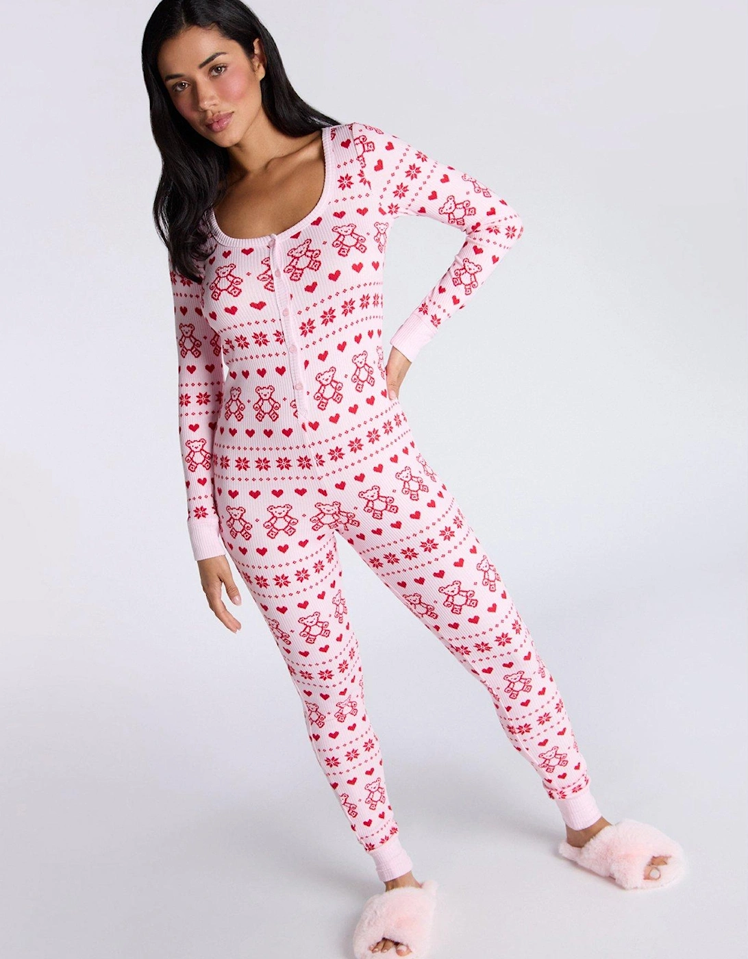 Rib Bear Fairisle Long Sleeve All-in-One - Pink Mix, 6 of 5