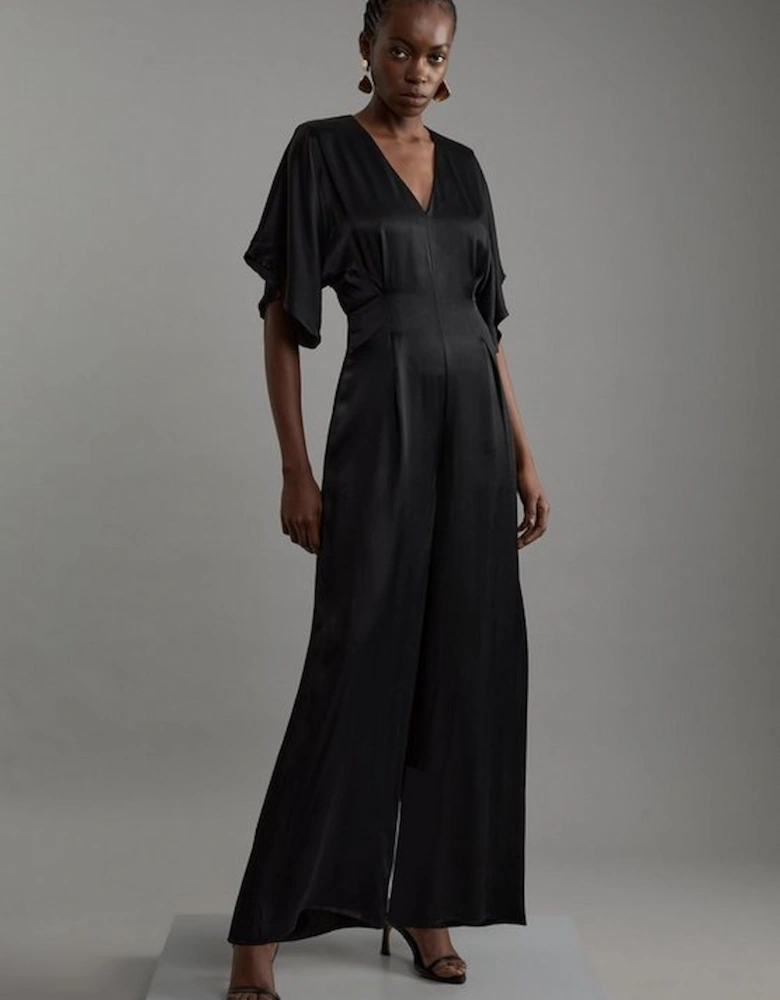 Tall Satin Angel Sleeve Woven Maxi Jumpsuit