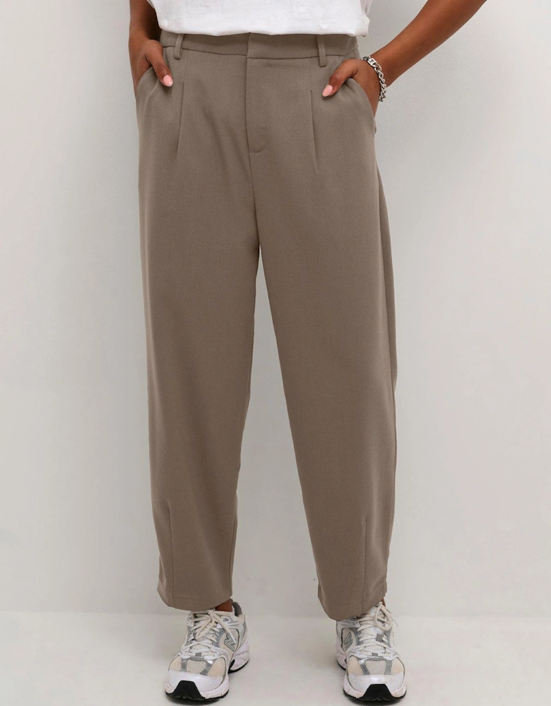 Kamerle Cropped Leg Suit Trousers - Brown