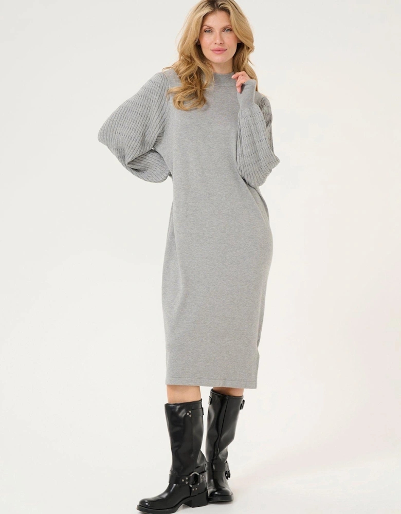 Kananna Long Sleeve High Neck Knit Dress - Grey