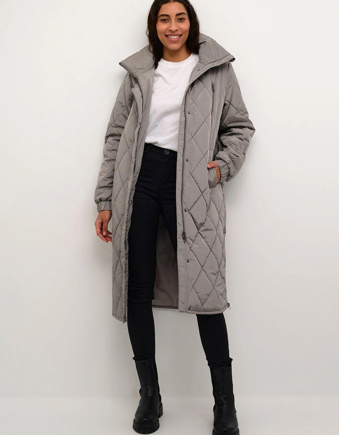 Kalindsey Quilted Below The Knee Jacket - Grey, 2 of 1