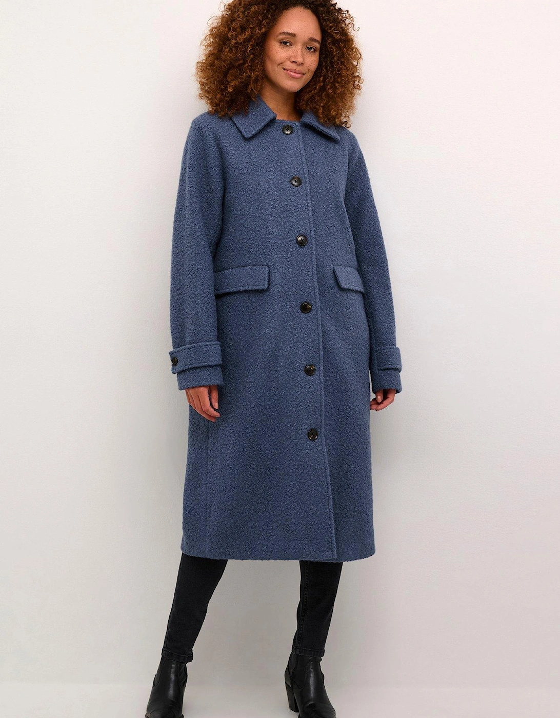 Kaannelise Buttons Teddy Fabric Coat - Blue, 2 of 1