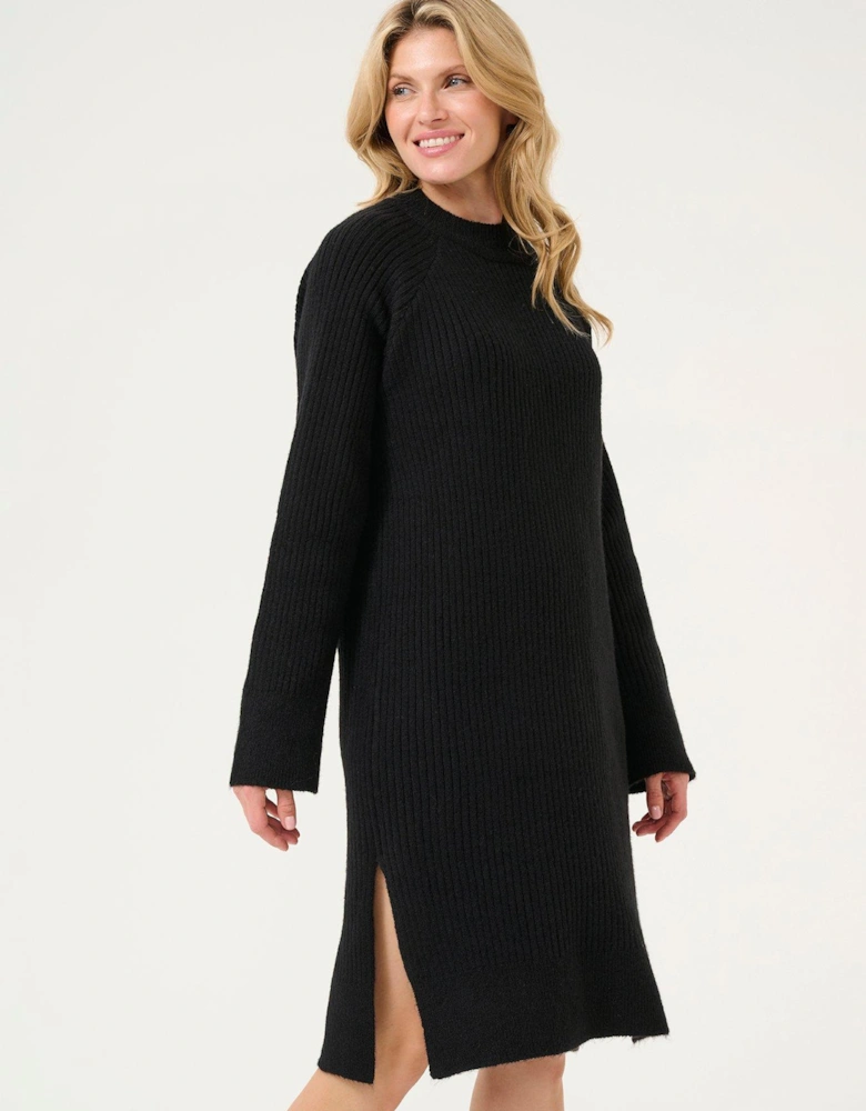 Karinya High Neck Above Knee Knit Dress - Black