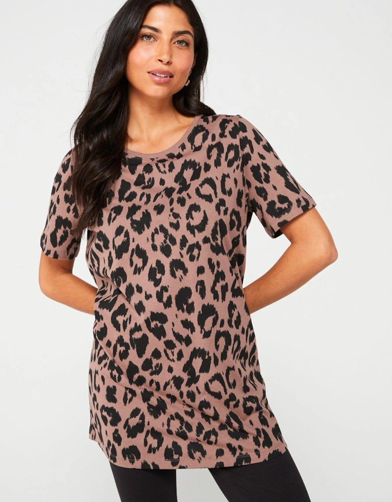 Leopard Longline Top And Legging Pj Set