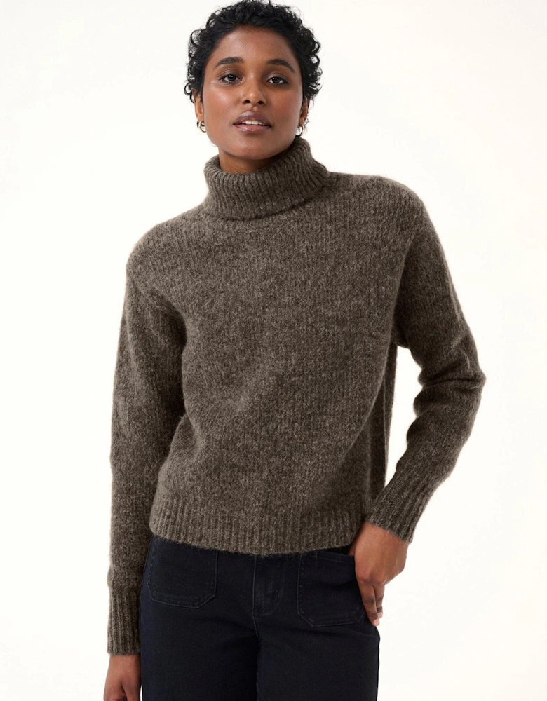 Katrina Rollneck Long Sleeve Pullover - Brown