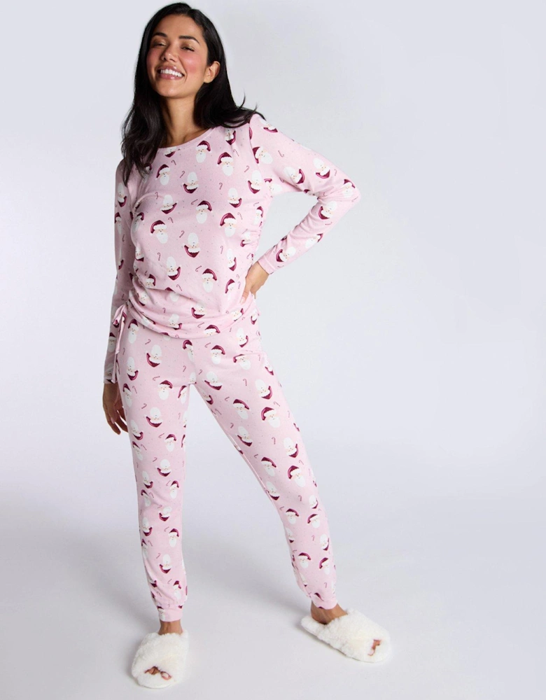 Soft Touch Santa Top & Leggings Pj Set - Dusky Pink