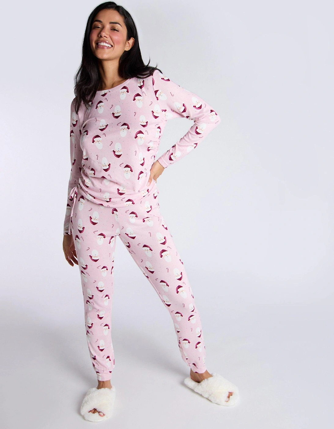 Soft Touch Santa Top & Leggings Pj Set - Dusky Pink, 2 of 1