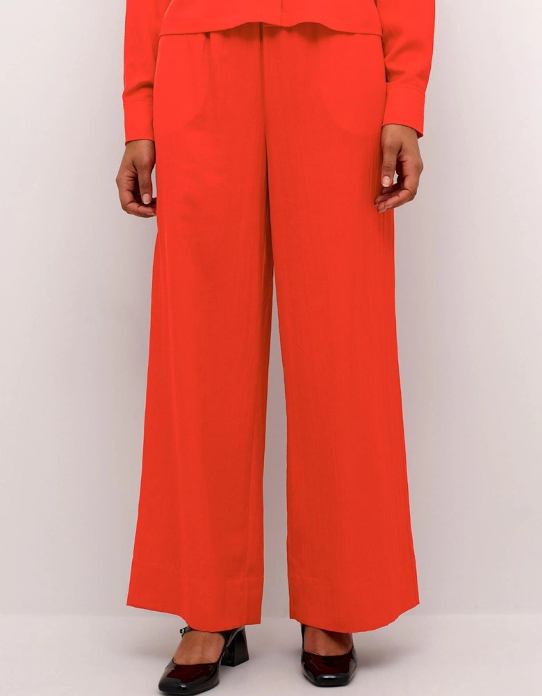 Kalogan Wide Leg Elastic Waist Trousers - Red