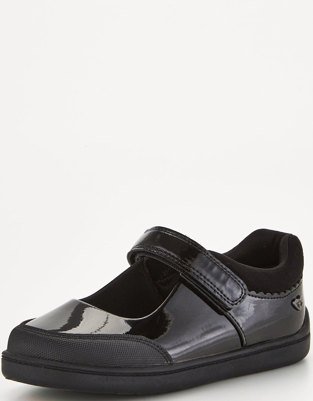 ToeZone Wide Fit Younger Girls Patent Leather Mary Jane School Shoes - Black